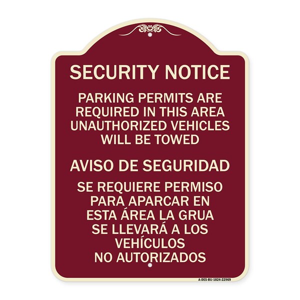 Signmission Parking Permits Are Required in This Area Unauthorized Vehicles Will Be Towed Aviso, BU-1824-22969 A-DES-BU-1824-22969 - main